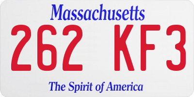 MA license plate 262KF3