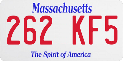 MA license plate 262KF5