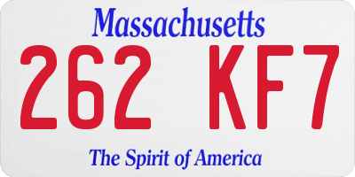 MA license plate 262KF7