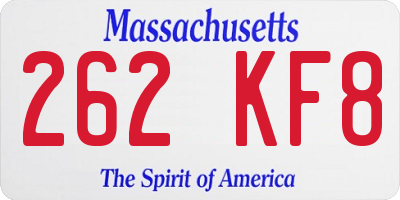 MA license plate 262KF8