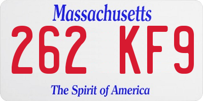 MA license plate 262KF9