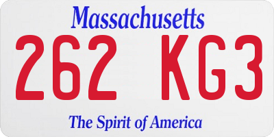 MA license plate 262KG3
