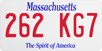MA license plate 262KG7