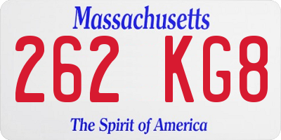 MA license plate 262KG8