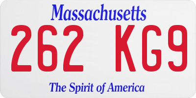 MA license plate 262KG9