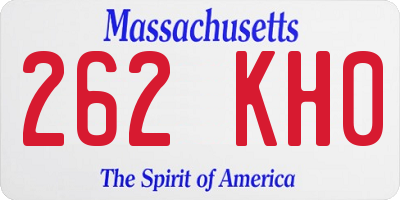 MA license plate 262KH0