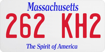 MA license plate 262KH2