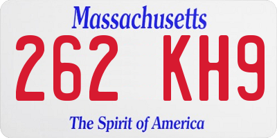 MA license plate 262KH9
