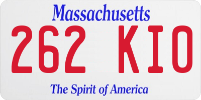 MA license plate 262KI0