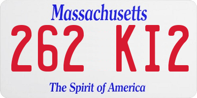 MA license plate 262KI2