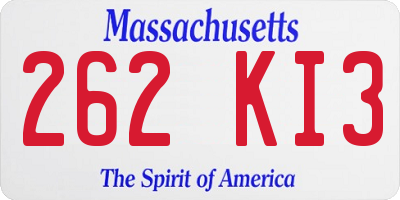 MA license plate 262KI3