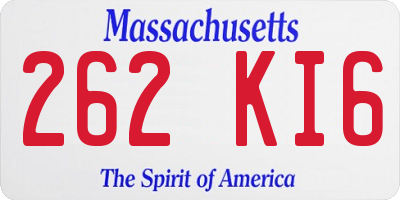 MA license plate 262KI6