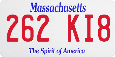 MA license plate 262KI8
