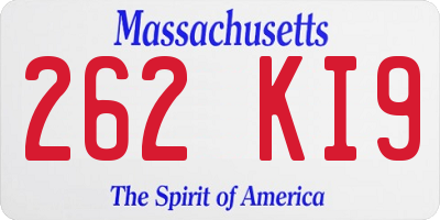 MA license plate 262KI9