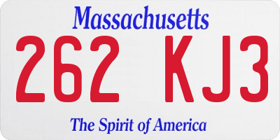 MA license plate 262KJ3
