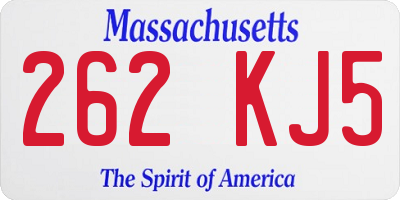 MA license plate 262KJ5
