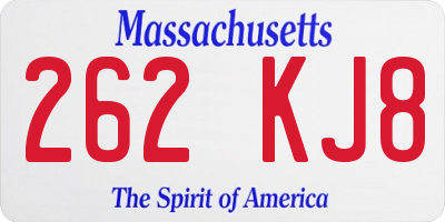 MA license plate 262KJ8