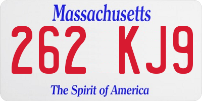 MA license plate 262KJ9