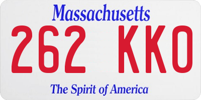 MA license plate 262KK0