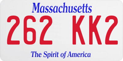 MA license plate 262KK2