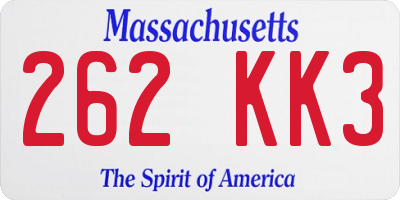 MA license plate 262KK3
