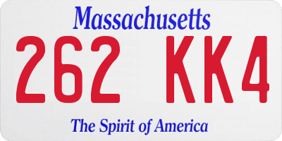 MA license plate 262KK4