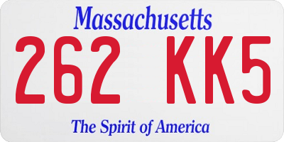 MA license plate 262KK5