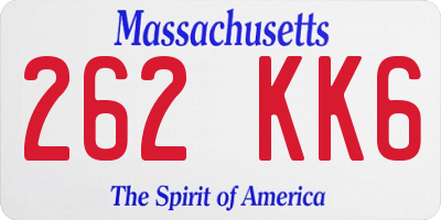 MA license plate 262KK6