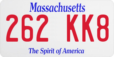 MA license plate 262KK8