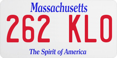 MA license plate 262KL0