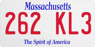 MA license plate 262KL3