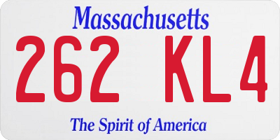 MA license plate 262KL4