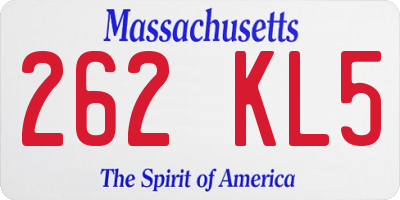 MA license plate 262KL5