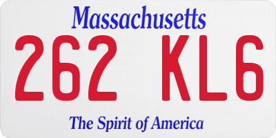 MA license plate 262KL6