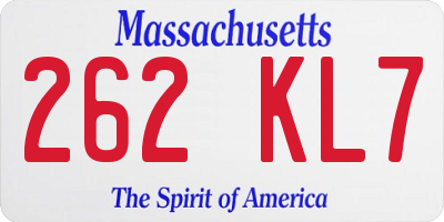 MA license plate 262KL7