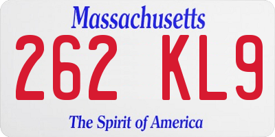MA license plate 262KL9