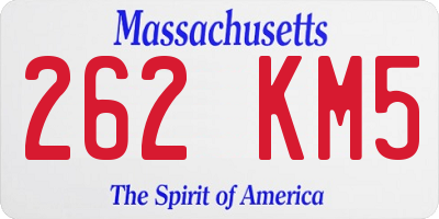 MA license plate 262KM5