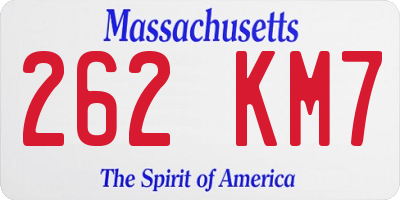 MA license plate 262KM7
