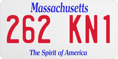 MA license plate 262KN1