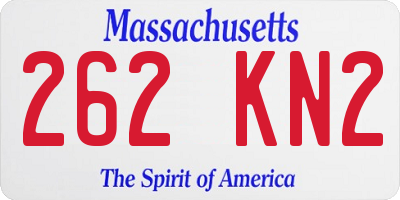 MA license plate 262KN2