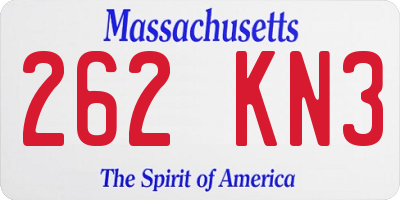 MA license plate 262KN3