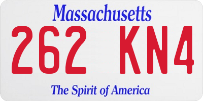 MA license plate 262KN4