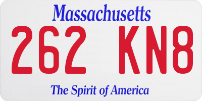MA license plate 262KN8