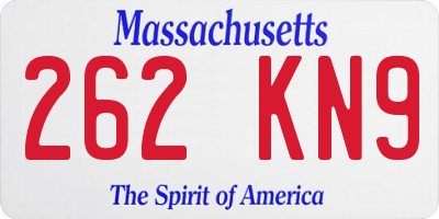 MA license plate 262KN9