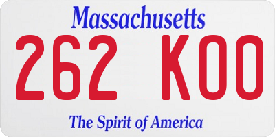 MA license plate 262KO0
