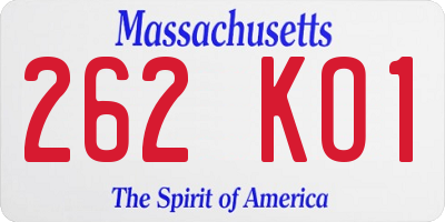 MA license plate 262KO1