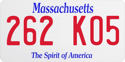 MA license plate 262KO5