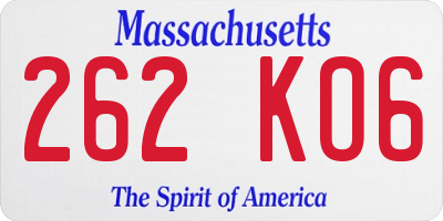 MA license plate 262KO6