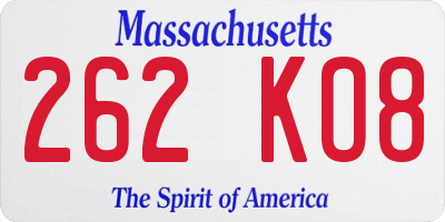 MA license plate 262KO8