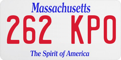 MA license plate 262KP0